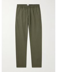 Sunspel - Straight-leg Cotton And Linen-blend Drawstring Trousers - Lyst