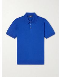 dunhill - Slim-fit Cotton And Mulberry Silk-blend Polo Shirt - Lyst