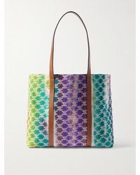 Celine - Leather-Trimmed Logo-Embroidered Wool Tote Bag - Lyst
