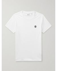 Burberry - T-shirt bianca *ICON in cotone con monogramma TB ricamato a contrasto sul petto. - Lyst