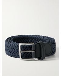 Anderson's - 3.5cm Leather-trimmed Woven Elastic Belt - Lyst