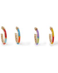 Roxanne Assoulin Set Of Four Gold-tone Beaded Hoop Earrings - White