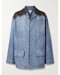 Bottega Veneta - Intrecciato Leather-panelled Denim Jacket - Lyst