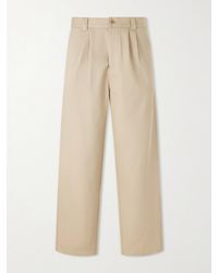 A.P.C. - Ricky Straight-Leg Pleated Organic Cotton Trousers - Lyst