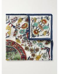 Drake's - Folk Rider Printed Wool And Silk-Blend Gauze Pocket Square - Lyst