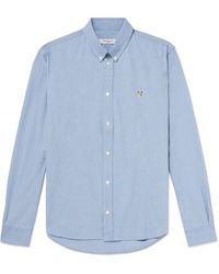 Maison Kitsuné - Button-down Collar Logo-embroidered Cotton Oxford Shirt - Lyst