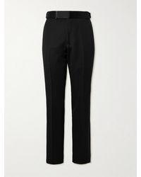 Tom Ford - Straight-Leg Belted Satin-Trimmed Wool And Mohair-Blend Tuxedo Trousers - Lyst