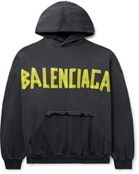Balenciaga - Tape Type Oversized Distressed Logo-print Cotton-jersey Hoodie - Lyst