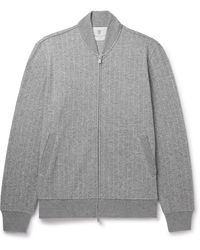 Brunello Cucinelli - Pinstriped Cashmere And Cotton-blend Bomber Jacket - Lyst