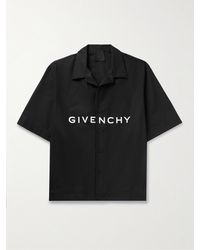 Givenchy - Camp-collar Logo-print Cotton-poplin Shirt - Lyst