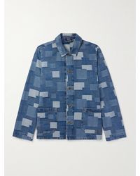 A.P.C. - Giacca patchwork in denim stonewashed Kerlouan - Lyst