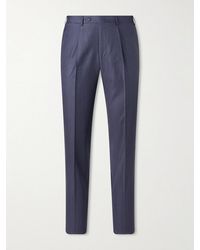 Canali - Straight-Leg Pleated Stretch-Wool And Cashmere-Blend Suit Trousers - Lyst