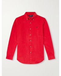 Polo Ralph Lauren - Button-Down Collar Logo-Embroidered Cotton-Corduroy Shirt - Lyst