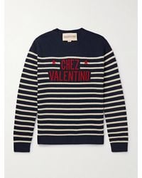 Valentino Garavani - Logo-Intarsia Striped Virgin Wool Sweater - Lyst