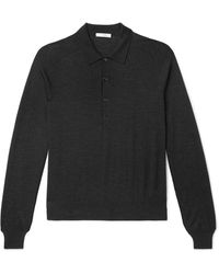 The Row Dylan Merino Wool Polo Shirt - Black