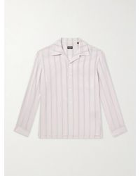 ZEGNA - Striped Camp-Collar Silk Shirt - Lyst