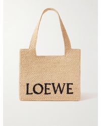 Loewe - Paula's Ibiza Tote bag in rafia con logo ricamato - Lyst