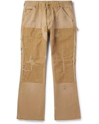 SAINT Mxxxxxx - Bootcut Distressed Cotton-Canvas Trousers - Lyst