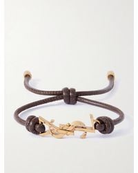 Saint Laurent - Gold-tone And Leather Bracelet - Lyst