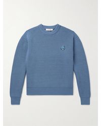 Maison Kitsuné - Logo-appliquéd Ribbed Cotton-blend Sweater - Lyst