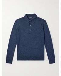 ZEGNA - Silk, Cashmere And Linen-Blend Polo Shirt - Lyst