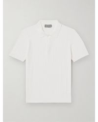 Canali - Textured-knit Cotton Polo Shirt - Lyst