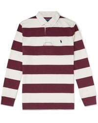 Polo Ralph Lauren - Logo-embroidered Striped Cotton-jersey Polo Shirt - Lyst