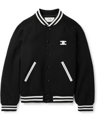 Celine - Teddy Triomphe Leather-trimmed Wool-blend Varsity Jacket - Lyst