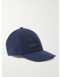 Brunello Cucinelli - Logo-embroidered Leather-trimmed Cotton-twill Baseball Cap - Lyst