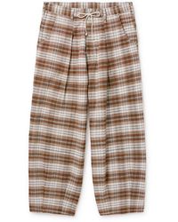 STORY mfg. - Lush Wide-leg Pleated Checked Cotton Pants - Lyst
