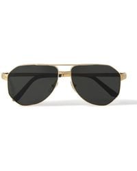 Cartier - Santos De Cartier Aviator-style Gold-tone Sunglasses - Lyst