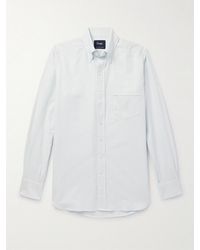 Drake's - Button-Down Collar Striped Cotton Oxford Shirt - Lyst