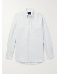 Drake's - Camicia in cotone Oxford a righe con collo button-down - Lyst