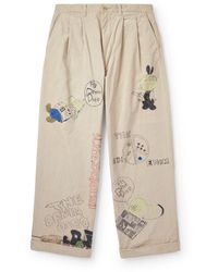 Kapital - Ivy Wide-leg Pleated Printed Cotton-corduroy Trousers - Lyst