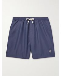 Brunello Cucinelli - Straight-leg Mid-length Logo-embroidered Swim Shorts - Lyst