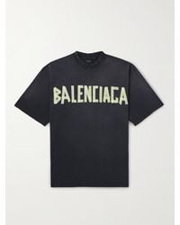 Balenciaga - T-shirt oversize in jersey di cotone effetto invecchiato con logo - Lyst