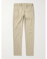 Canali - Slim-fit Garment-dyed Stretch Lyocell And Cotton-blend Twill Trousers - Lyst