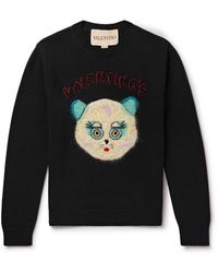 Valentino Garavani - Logo-Appliquéd Intarsia-Knit Cotton And Virgin Wool-Blend Sweater - Lyst