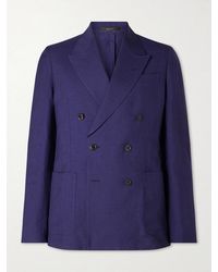 Paul Smith - Double-breasted Wool And Linen-blend Blazer - Lyst