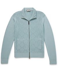 Canali - Textured-Knit Merino Wool Zip-Up Cardigan - Lyst