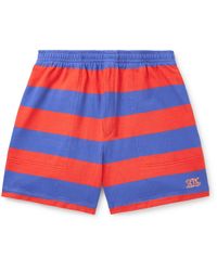Bode - Clubhouse Wide-Leg Logo-Embroidered Striped Cotton-Jersey Shorts - Lyst
