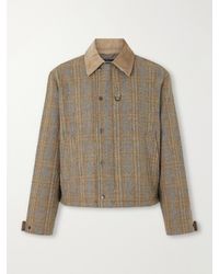 FRIZMWORKS - Corduroy-Trimmed Checked Wool Jacket - Lyst