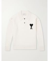 Ami Paris - Logo-Intarsia Wool Polo Sweater - Lyst