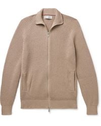Brunello Cucinelli - Ribbed Cotton Zip-up Sweater - Lyst
