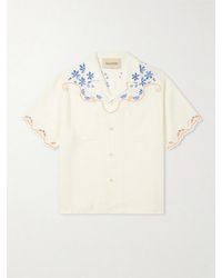 Valentino Garavani - Camp-Collar Embroidered Linen Shirt - Lyst
