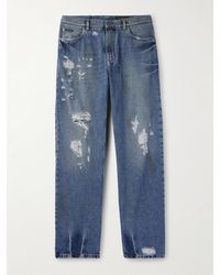 Dolce & Gabbana - Straight-leg Logo-appliquéd Distressed Jeans - Lyst