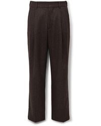 NN07 - Kay 1630 Straight-Leg Pleated Striped Recycled Wool-Blend Felt Trousers - Lyst