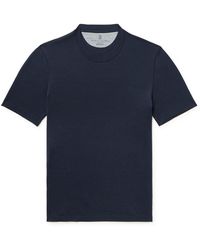 Brunello Cucinelli - Silk And Cotton-blend T-shirt - Lyst