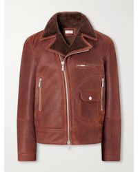 Brunello Cucinelli - Shearling-Trimmed Leather Jacket - Lyst