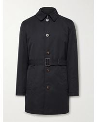 Canali - Leather-trimmed Belted Padded Twill Trench Coat - Lyst